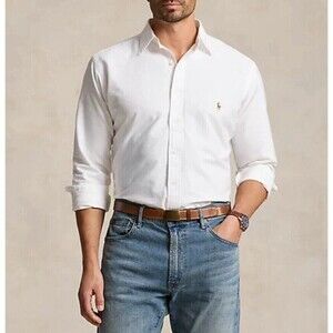 Ralph Lauren Shirt Long Sleeve men Smart Oxford Sz 16 35 light cream Classic Fit